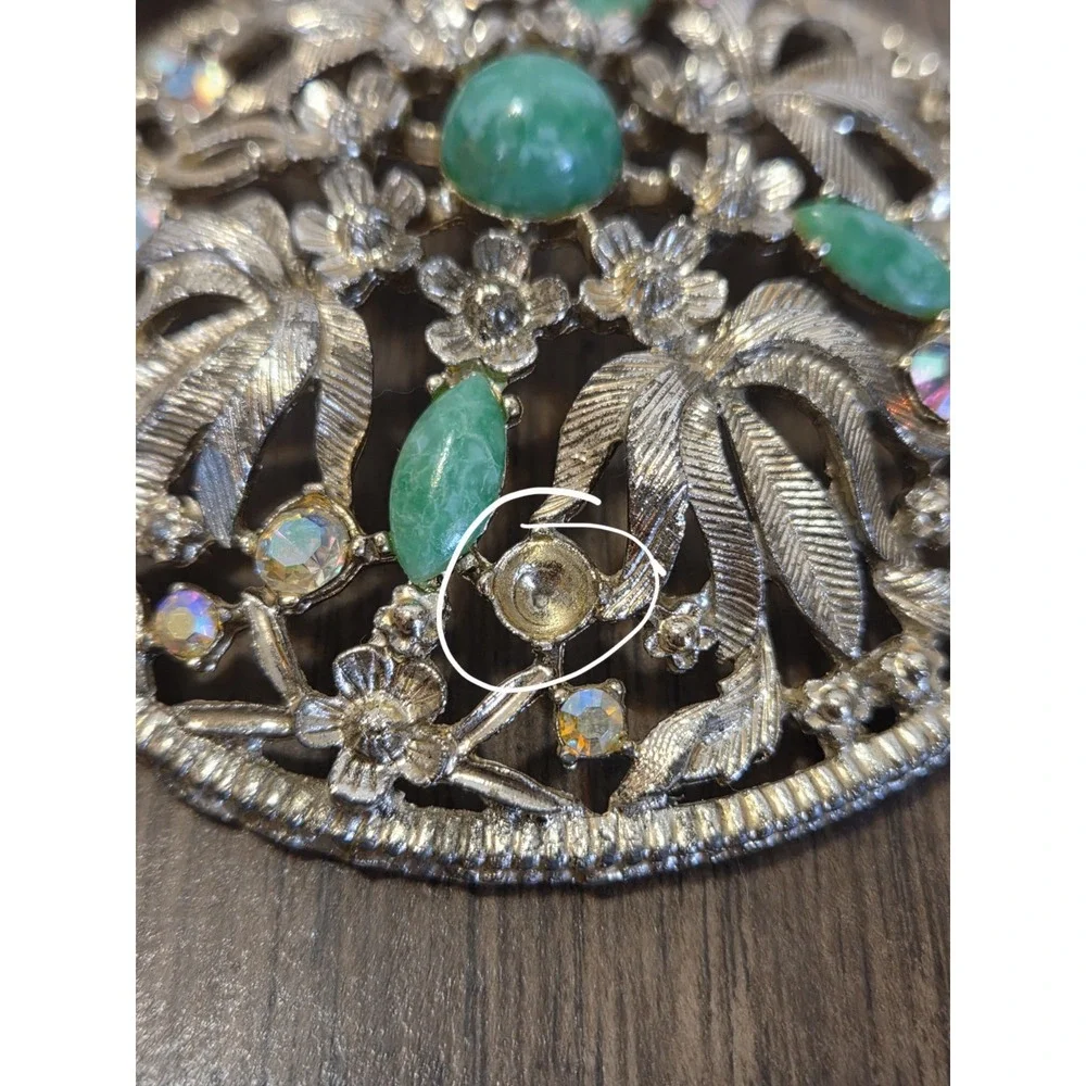 ornate filigree metal vanity or trinket box, Avon Ring Holder, Floral,...